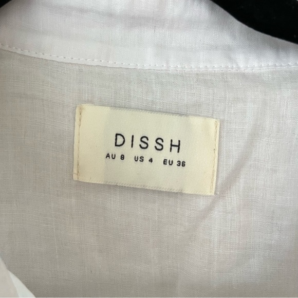 DISSH (EUC) | The Empire Button Down White Oversized Ramie Shirt Top - Picture 9 of 10